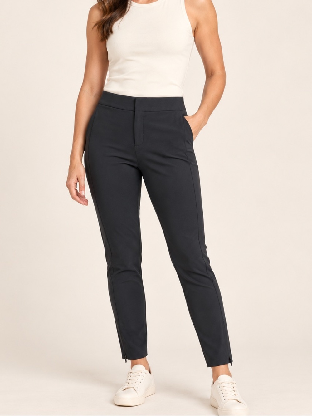 Athleta Stellar Tight Black Ankle Zip Pants Size 12 Fall 2024